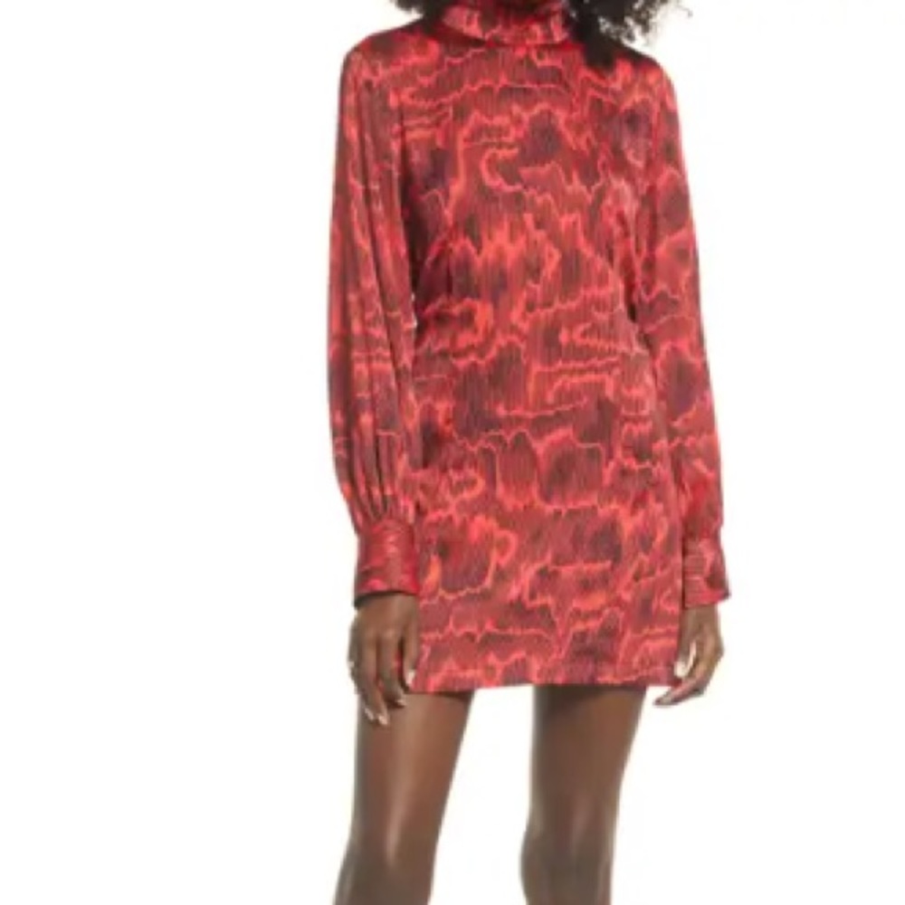 Open Back Long Sleeve Satin Minidress